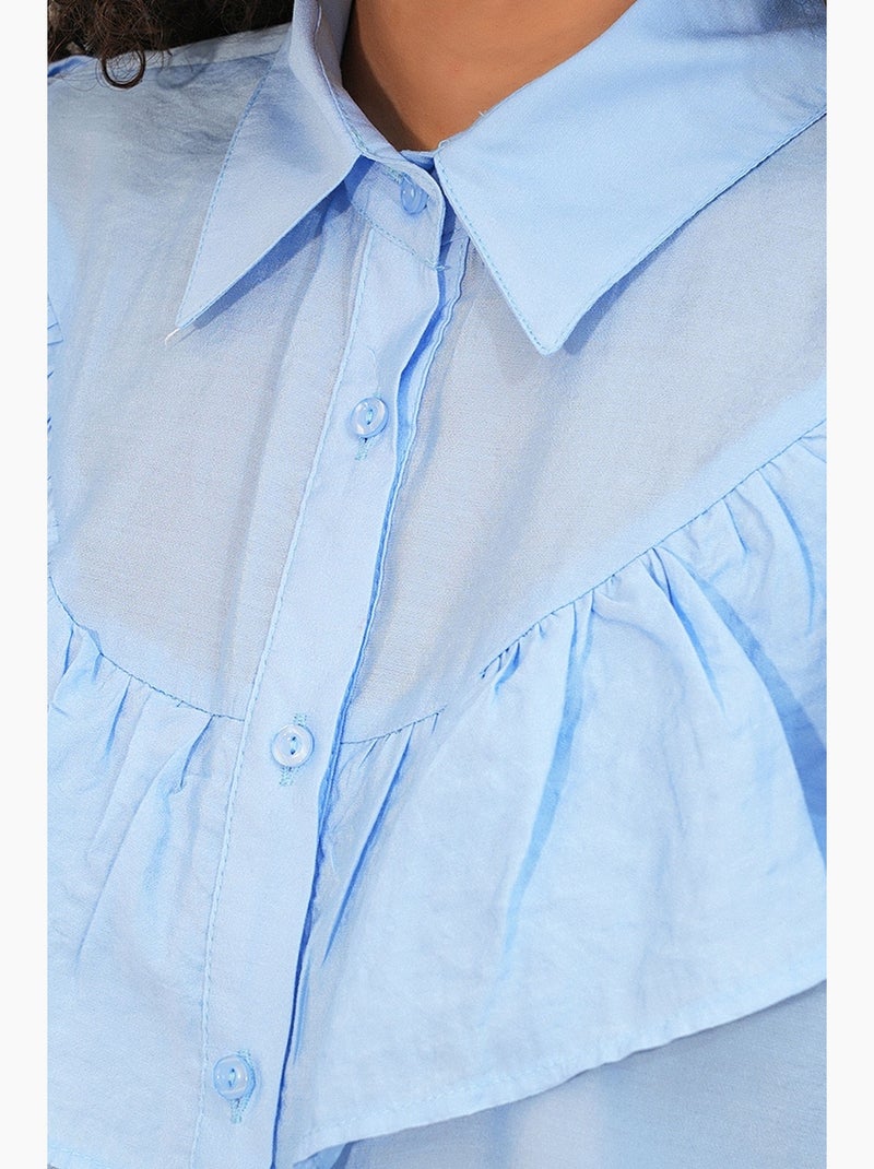 Camicia lunga relaxed con dettaglio a volant bdart Blu cielo - Kiabi