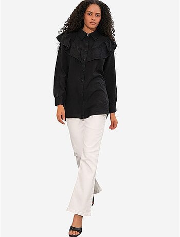 Camicia lunga relaxed con dettaglio a volant bdart