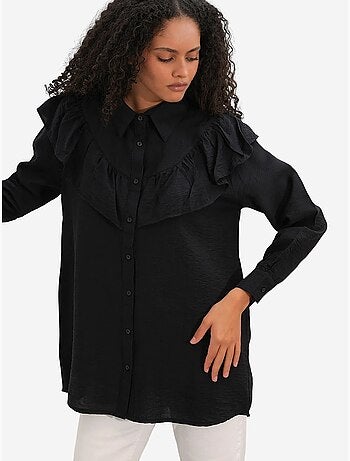 Camicia lunga relaxed con dettaglio a volant bdart