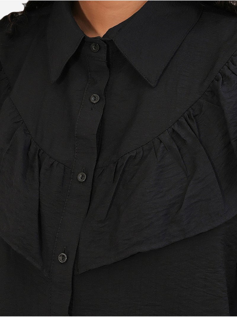 Camicia lunga relaxed con dettaglio a volant bdart Nero - Kiabi