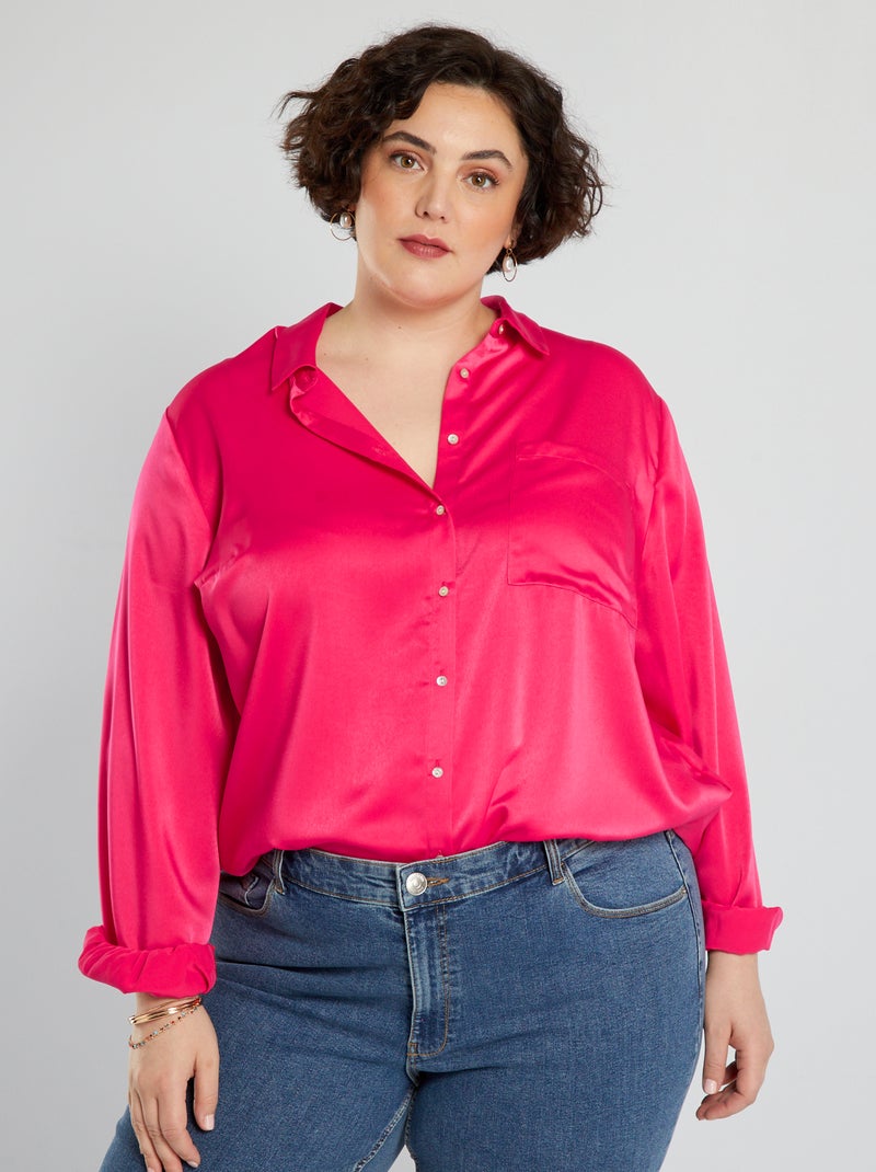 Camicia lunga satinata ROSA - Kiabi