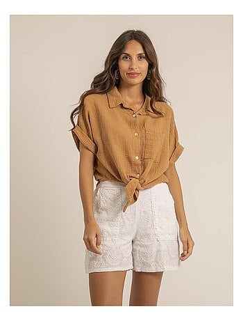 Camicia manches courtes gaze de coton ODETTE