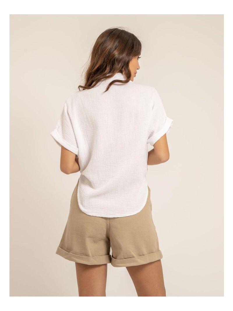 Camicia manches courtes gaze de coton ODETTE Bianco - Kiabi