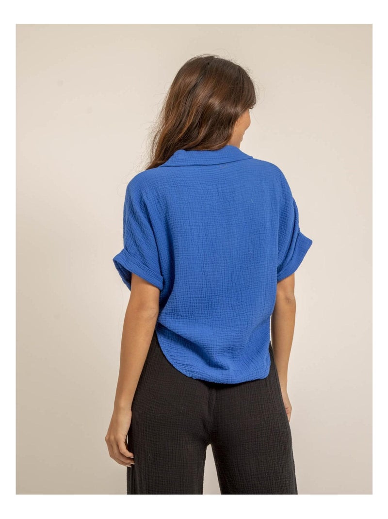 Camicia manches courtes gaze de coton ODETTE Blu reale - Kiabi