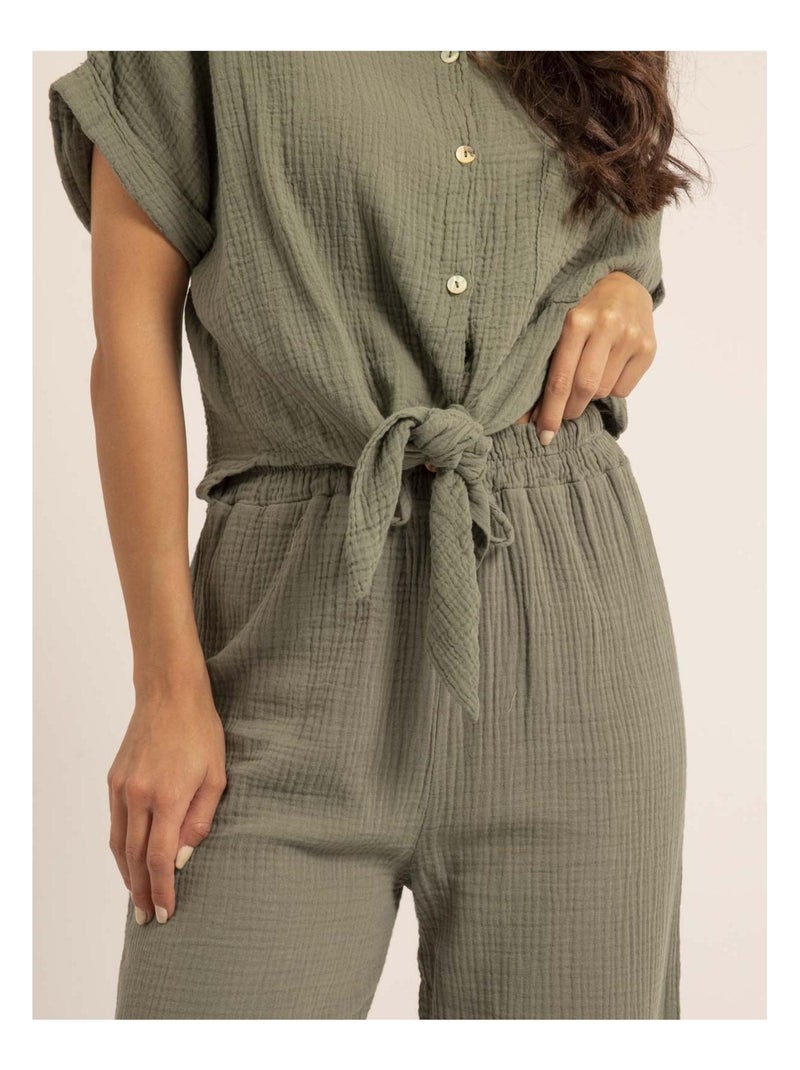 Camicia manches courtes gaze de coton ODETTE Cachi - Kiabi