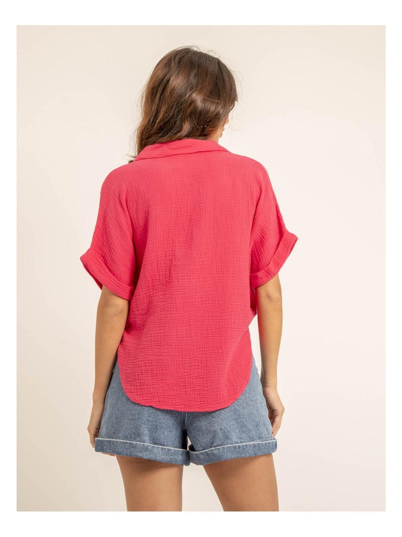 Camicia manches courtes gaze de coton ODETTE Rosa fucsia - Kiabi