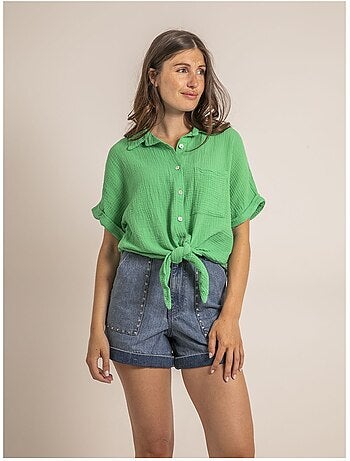 Camicia manches courtes gaze de coton ODETTE