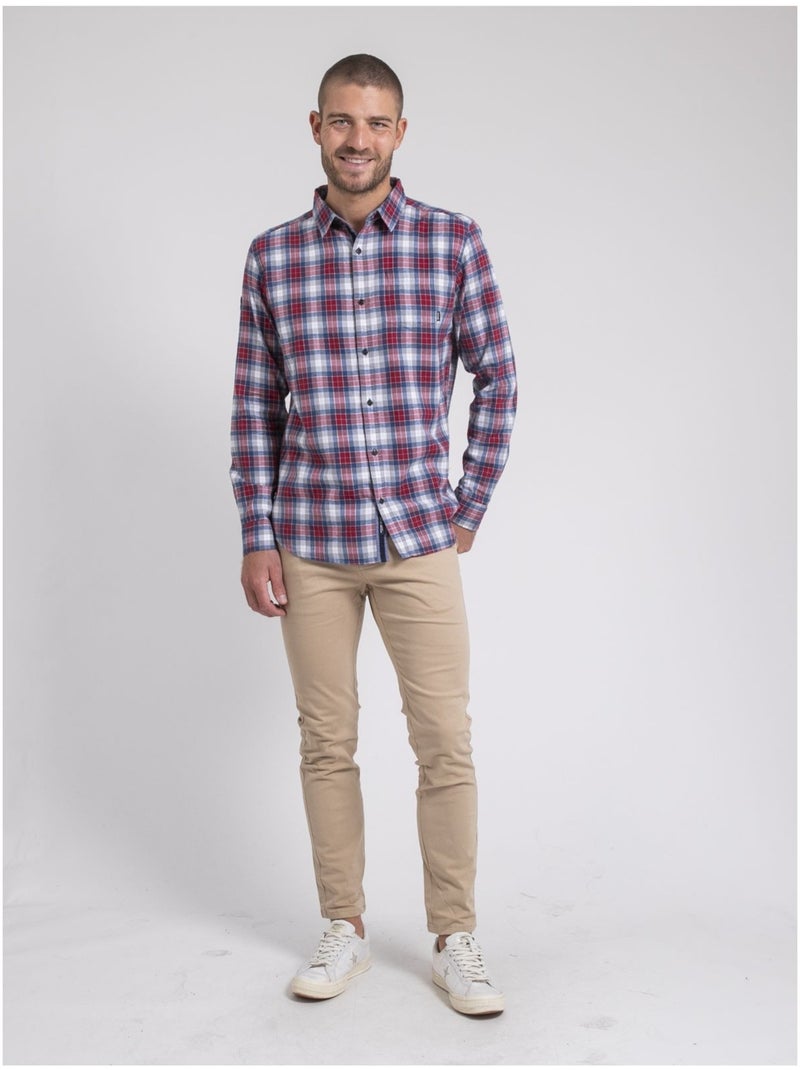 Camicia manches longues carreaux pur coton flanelle TADONOL Rosso - Kiabi