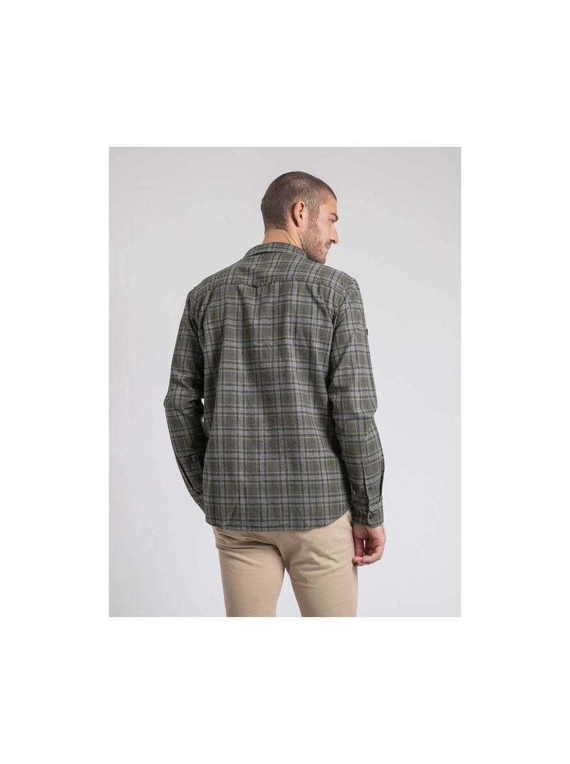 Camicia manches longues carreaux pur coton flanelle TADUMIR Cachi - Kiabi