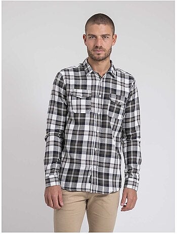 Camicia manches longues carreaux pur coton flanelle TELIMAX