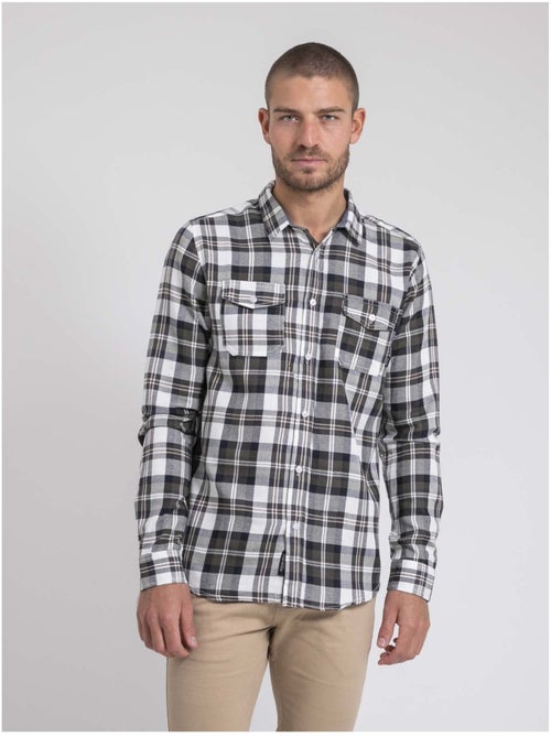 Camicia manches longues carreaux pur coton flanelle TELIMAX - Kiabi