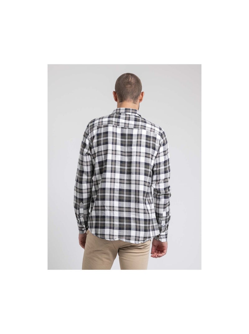 Camicia manches longues carreaux pur coton flanelle TELIMAX Cachi - Kiabi