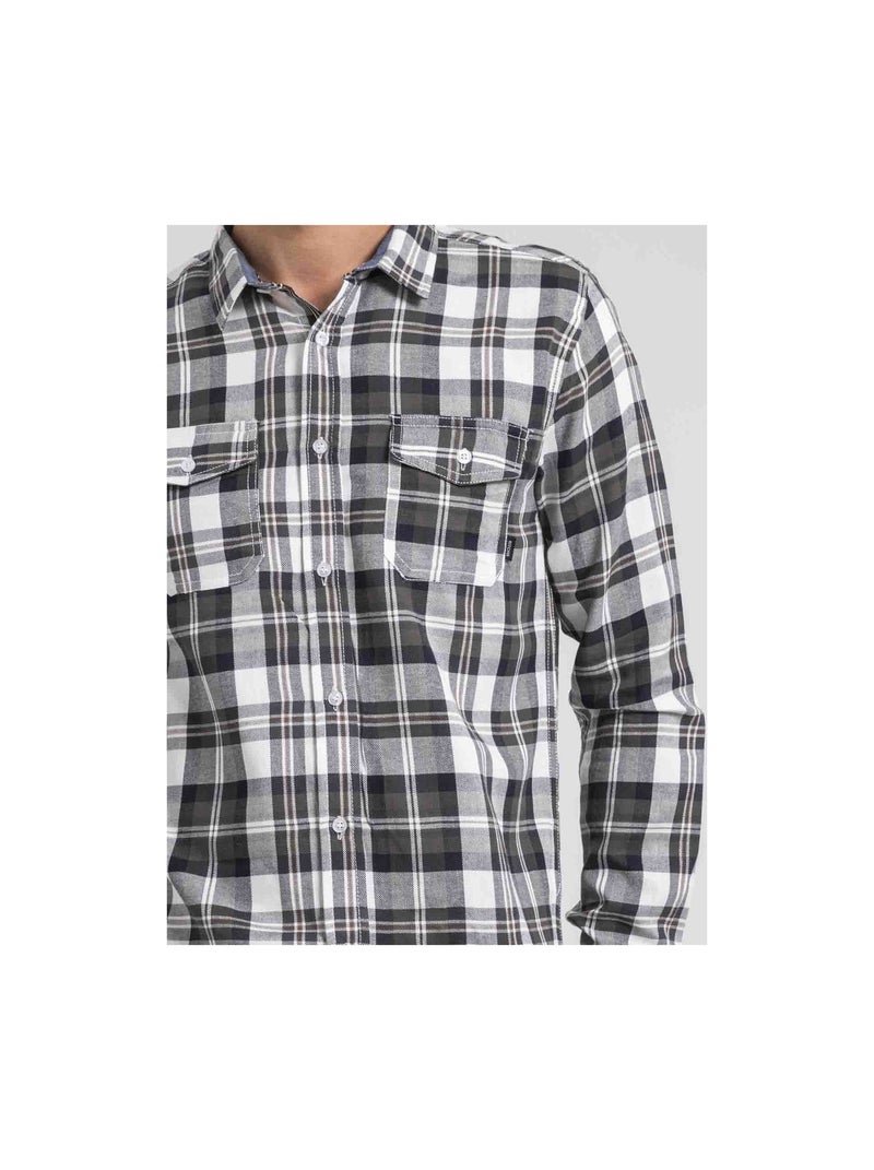 Camicia manches longues carreaux pur coton flanelle TELIMAX Cachi - Kiabi