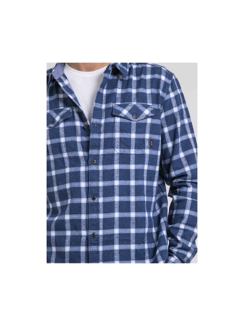 Camicia manches longues carreaux pur coton flanelle TOLFOX Blu marino - Kiabi