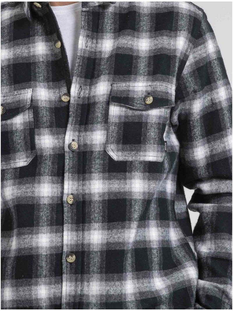 Camicia manches longues carreaux pur coton TARIPARC Nero - Kiabi