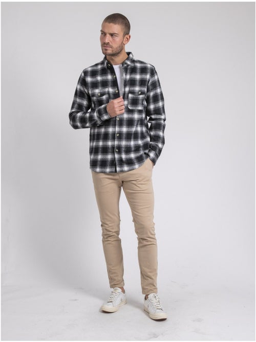 Camicia manches longues carreaux pur coton TARIPARC - Kiabi