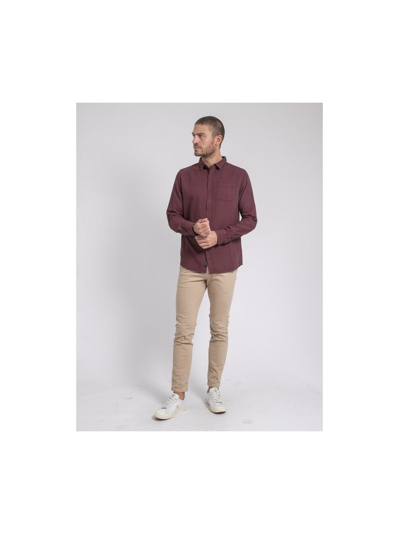 Camicia manches longues pur coton TAMORIS Bordeaux - Kiabi