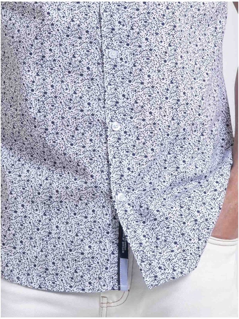Camicia maniche corte a motivi DULAGON Blu marino - Kiabi