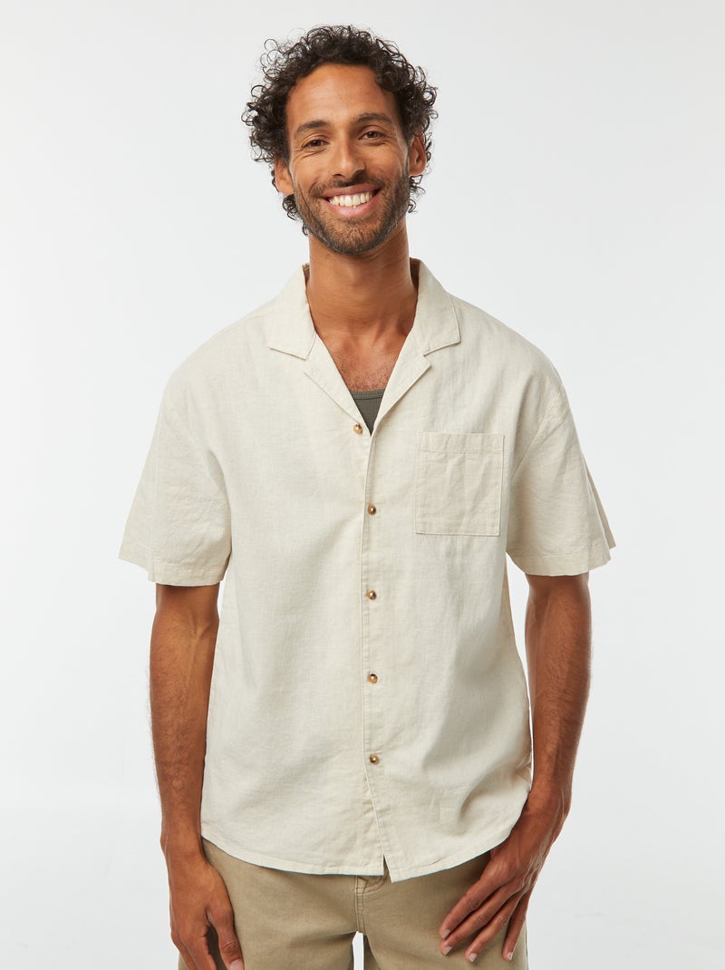 Camicia a Maniche Corte in Lino Mill Brook da Uomo in blu marino
