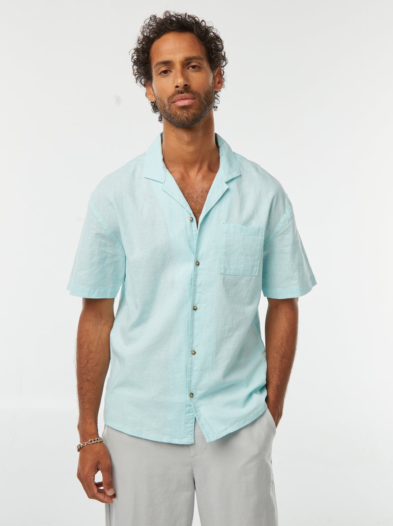 Camicia maniche corte con tasca sul petto Blu - Kiabi