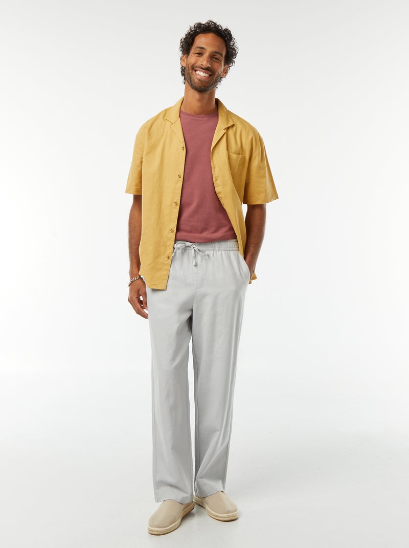 Camicia maniche corte con tasca sul petto Giallo - Kiabi