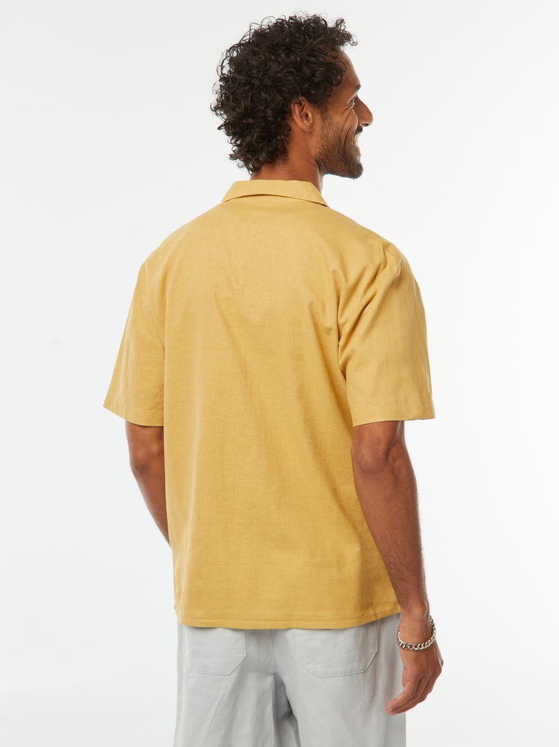 Camicia maniche corte con tasca sul petto Giallo - Kiabi