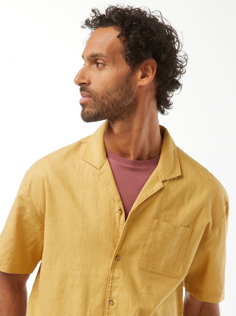 Camicia maniche corte con tasca sul petto Giallo - Kiabi