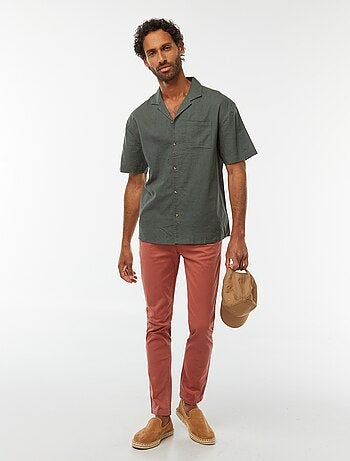 Camicia maniche corte con tasca sul petto