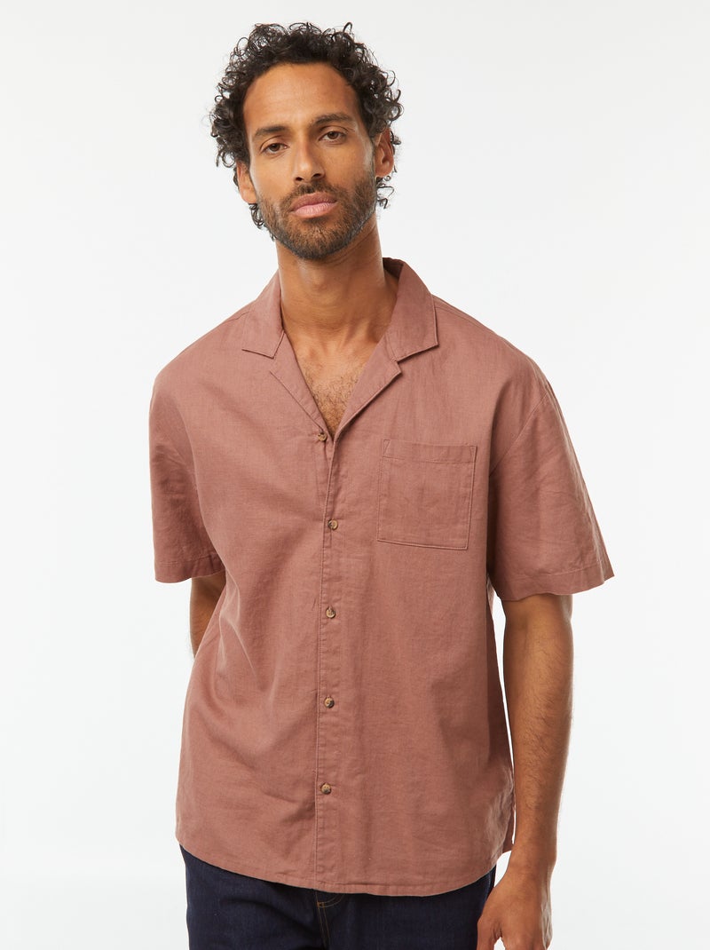 Camicia maniche corte con tasca sul petto Marrone - Kiabi