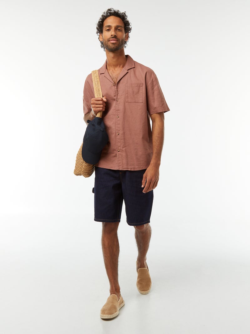 Camicia maniche corte con tasca sul petto Marrone - Kiabi