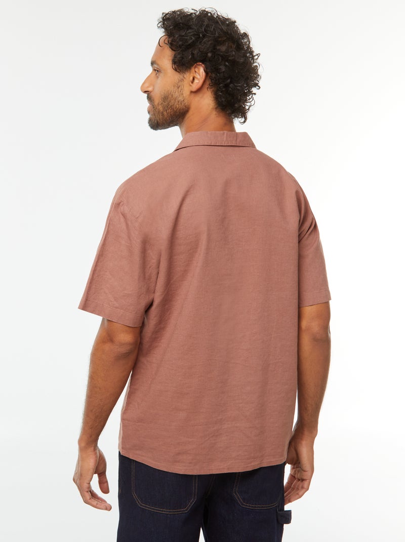 Camicia maniche corte con tasca sul petto Marrone - Kiabi