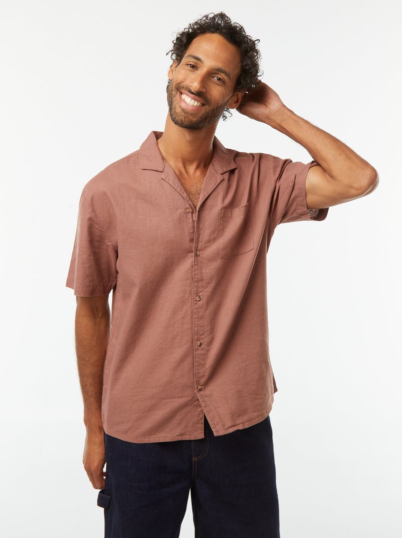Camicia maniche corte con tasca sul petto Marrone - Kiabi