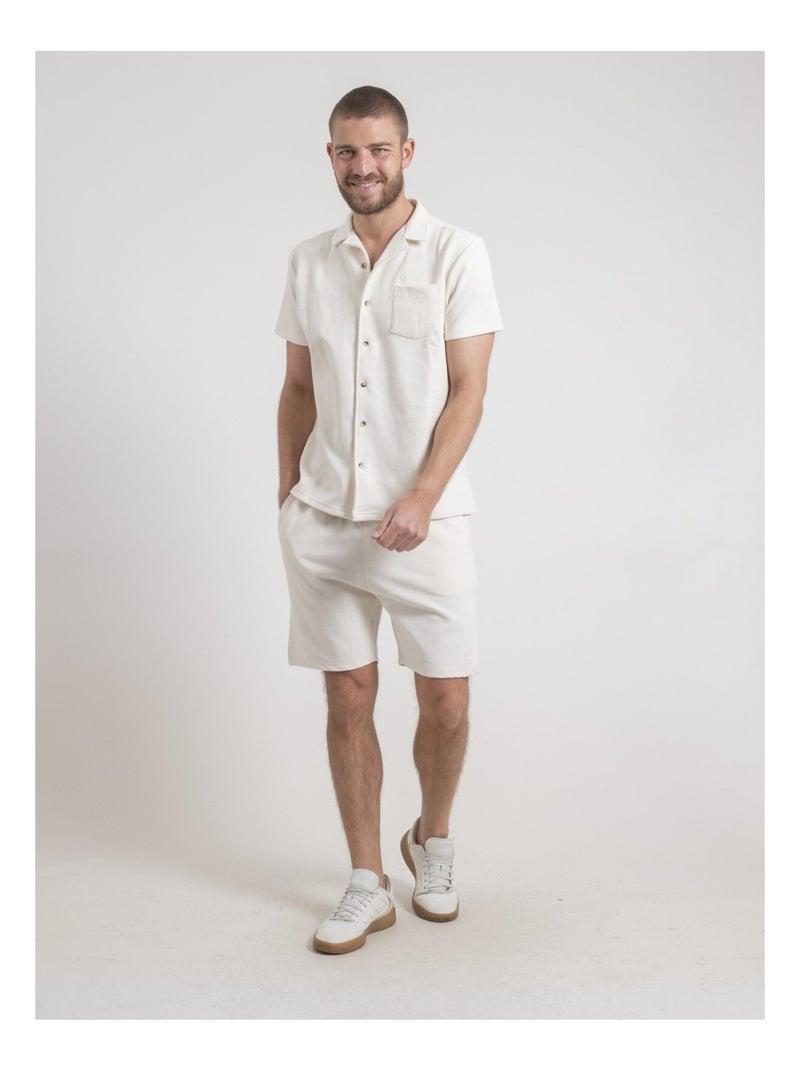 Camicia maniche corte in maglia di cotone DATACUBA Beige - Kiabi