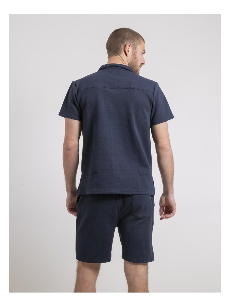 Camicia maniche corte in maglia di cotone DATACUBA Blu marino - Kiabi