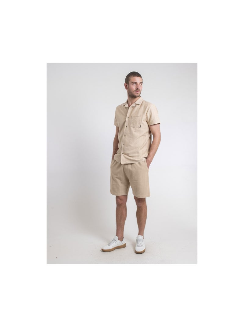 Camicia maniche corte in maglia di cotone DOJOPARIS Beige - Kiabi