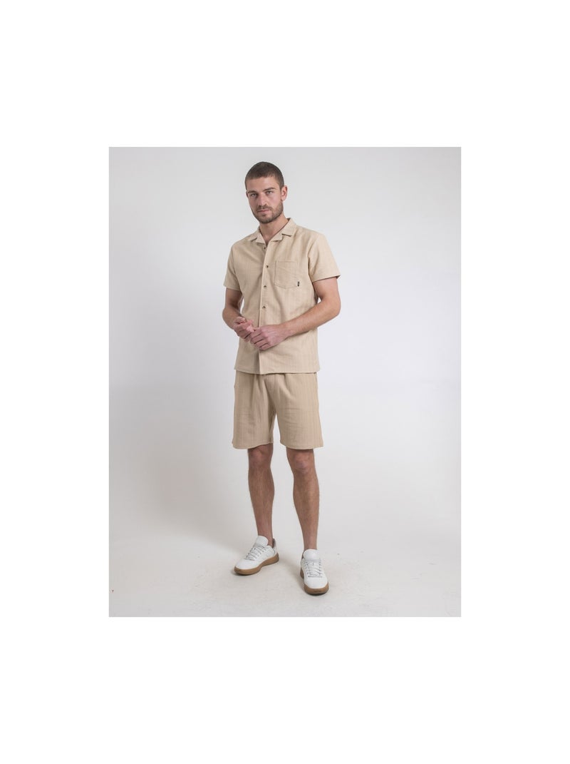 Camicia maniche corte in maglia di cotone DOJOPARIS Beige - Kiabi