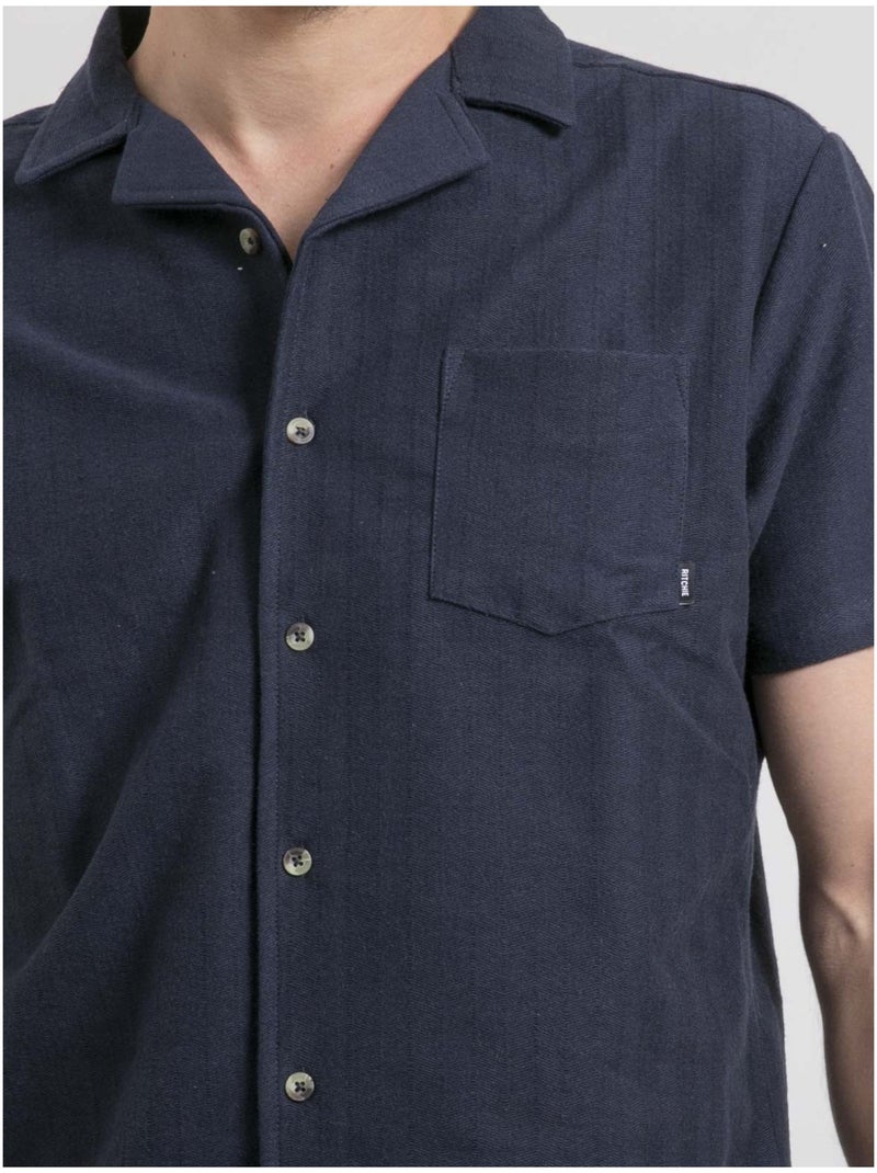 Camicia maniche corte in maglia di cotone DOJOPARIS Blu marino - Kiabi