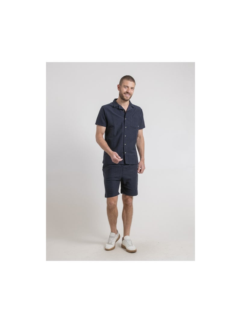 Camicia maniche corte in maglia di cotone DOJOPARIS Blu marino - Kiabi