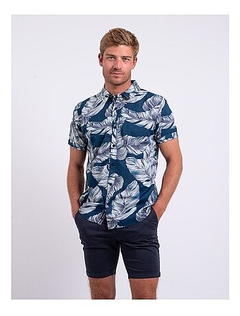 Camicia maniche corte puro cotone con stampa DETAT