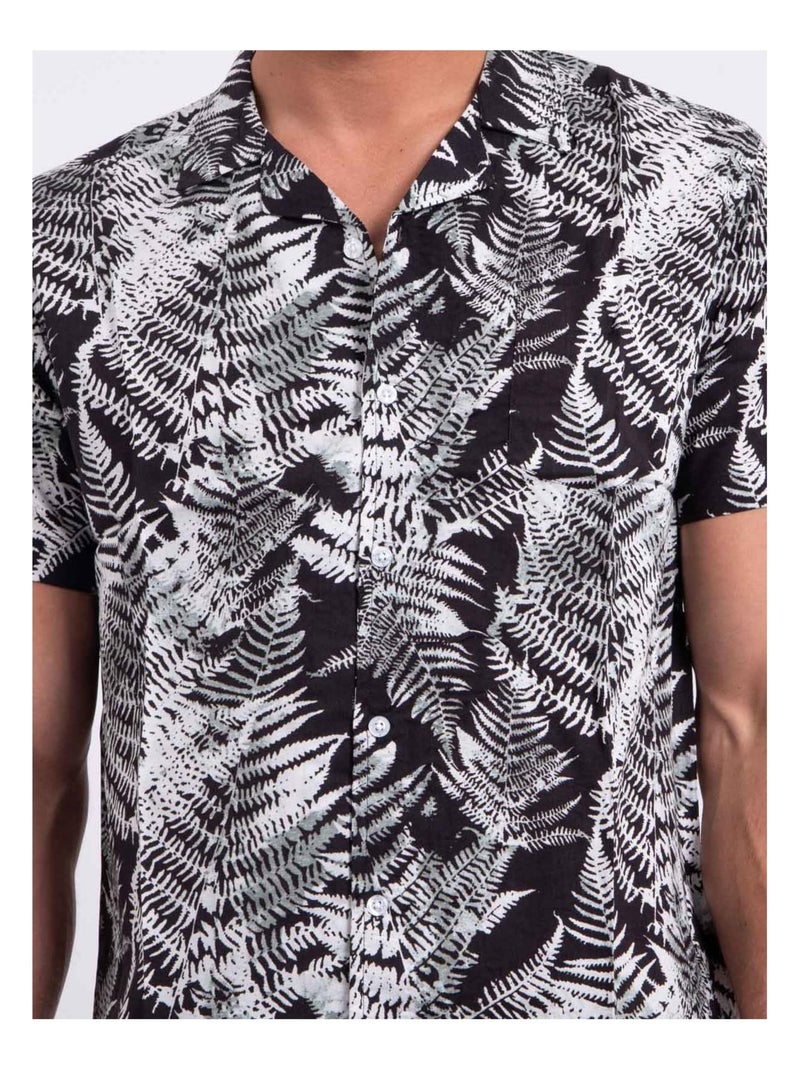 Camicia maniche corte puro cotone con stampa DIRAMIRO Nero - Kiabi
