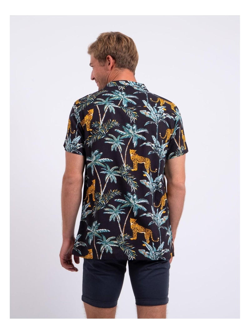 Camicia maniche corte puro cotone con stampa DOUBAKAR Nero - Kiabi