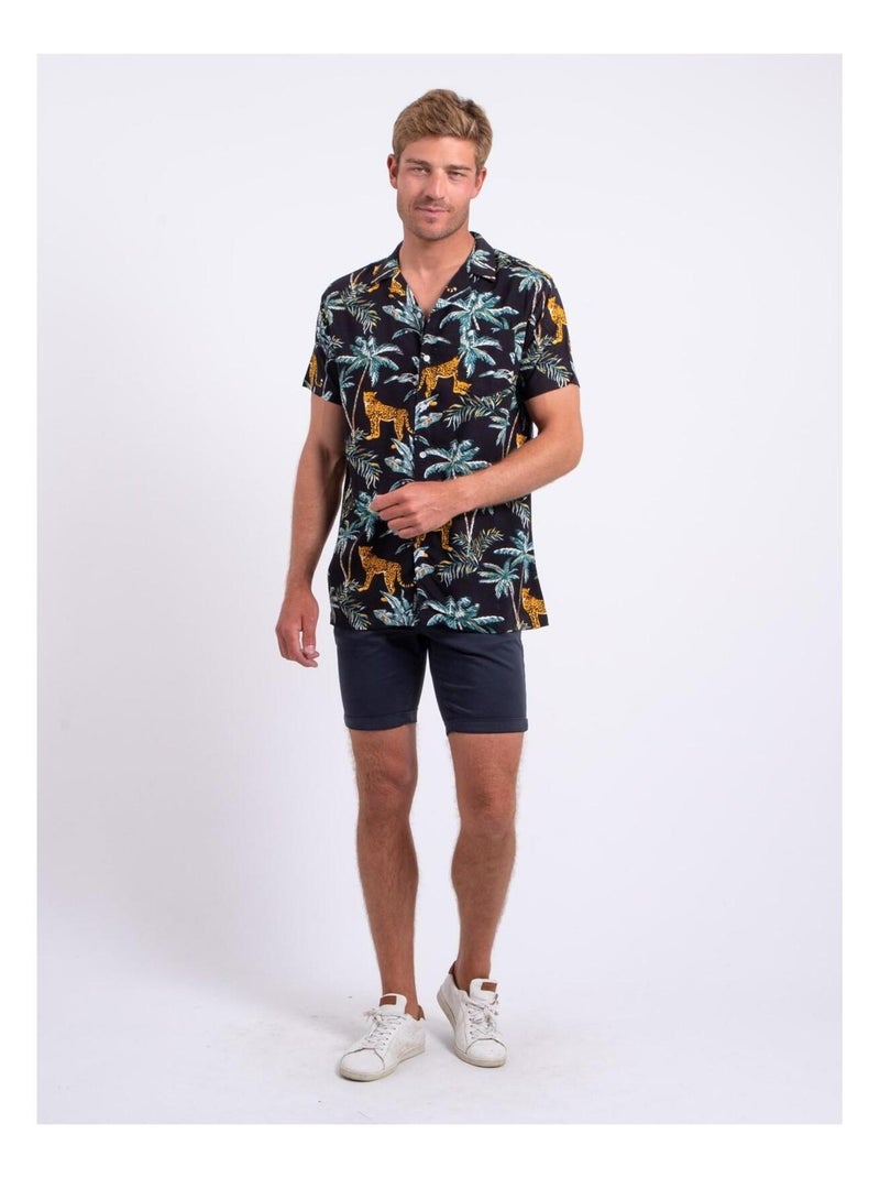 Camicia maniche corte puro cotone con stampa DOUBAKAR Nero - Kiabi