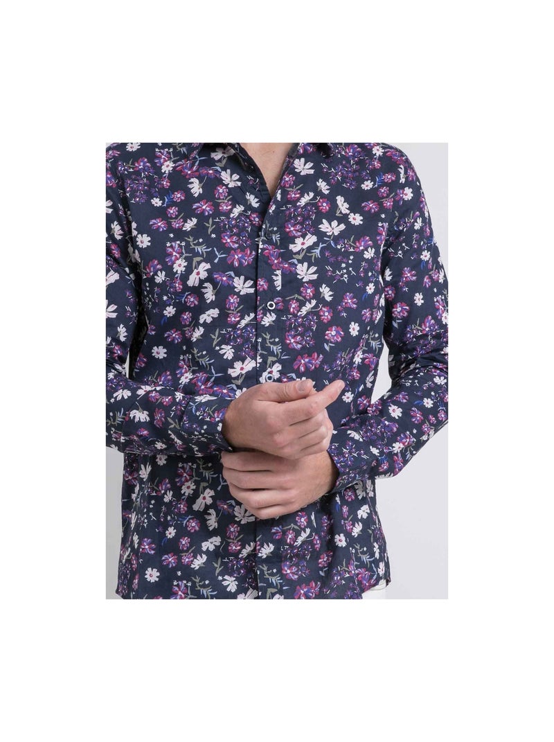 Camicia maniche lunghe a motivi DULOIC Blu marino - Kiabi
