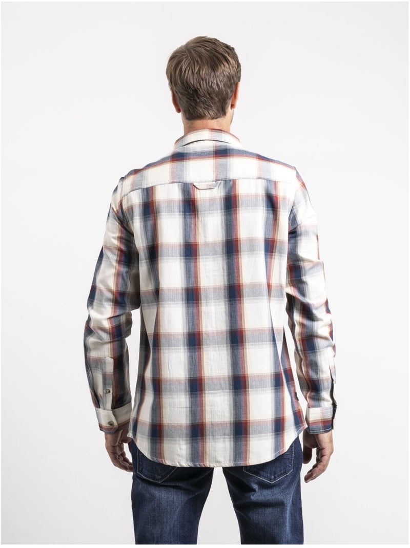 Camicia maniche lunghe a quadri puro cotone TOBILET Ecru - Kiabi