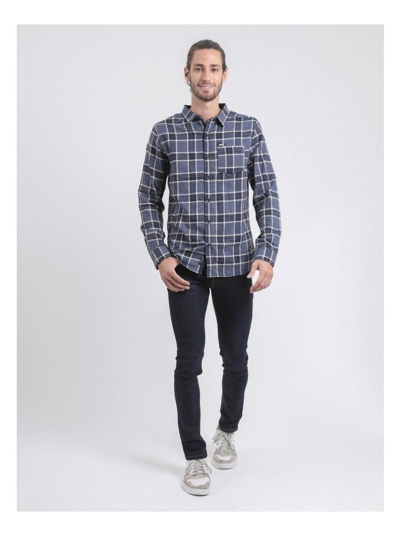 Camicia maniche lunghe a quadri TADULOR Blu marino - Kiabi