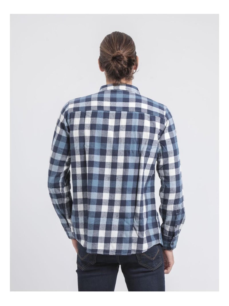 Camicia maniche lunghe a quadri TAKOS Blu marino - Kiabi