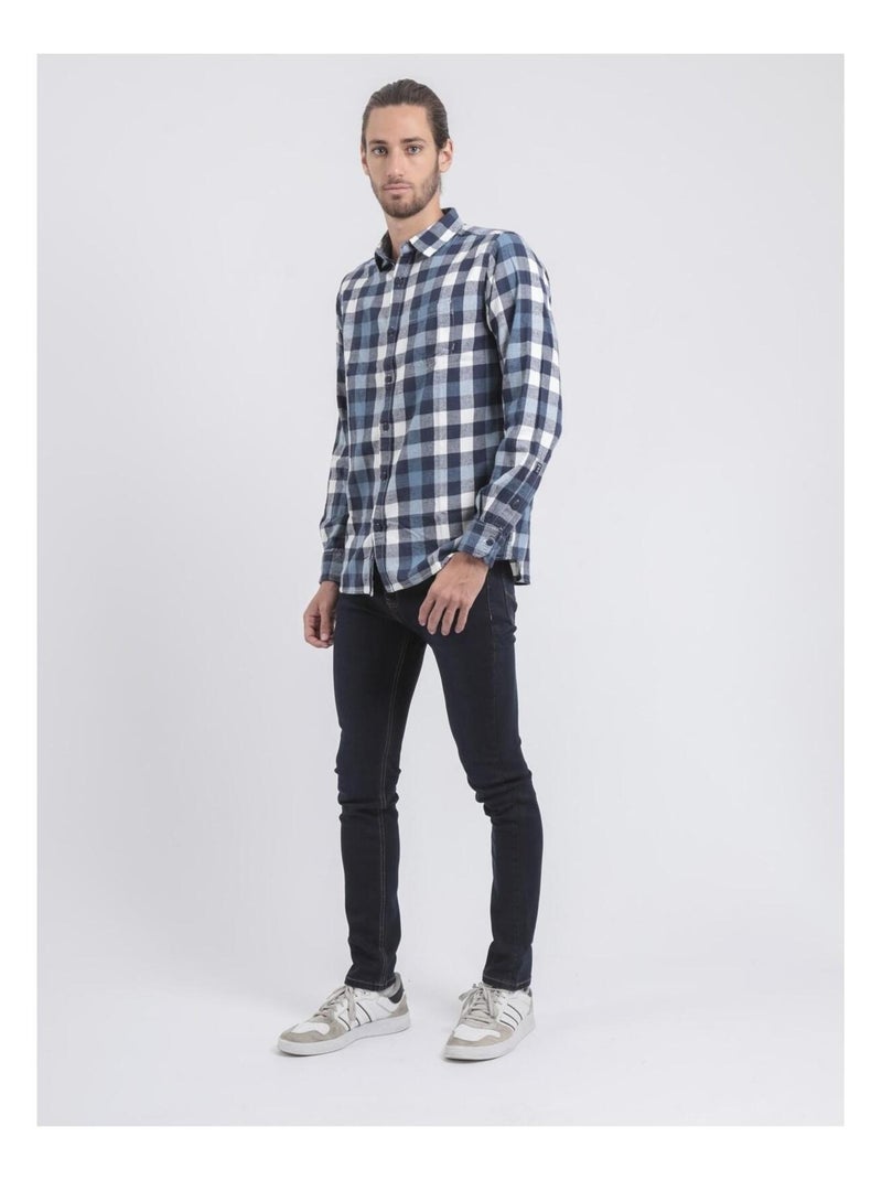 Camicia maniche lunghe a quadri TAKOS Blu marino - Kiabi