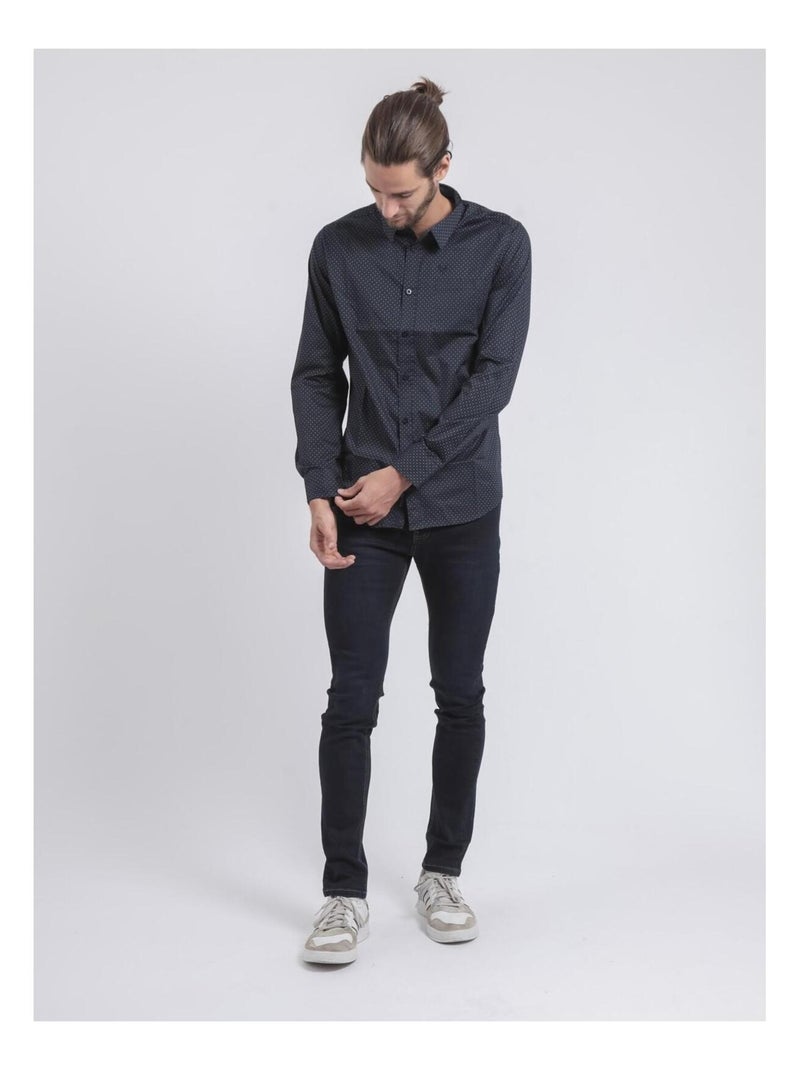 Camicia maniche lunghe con stampa TOPALGA Blu marino - Kiabi