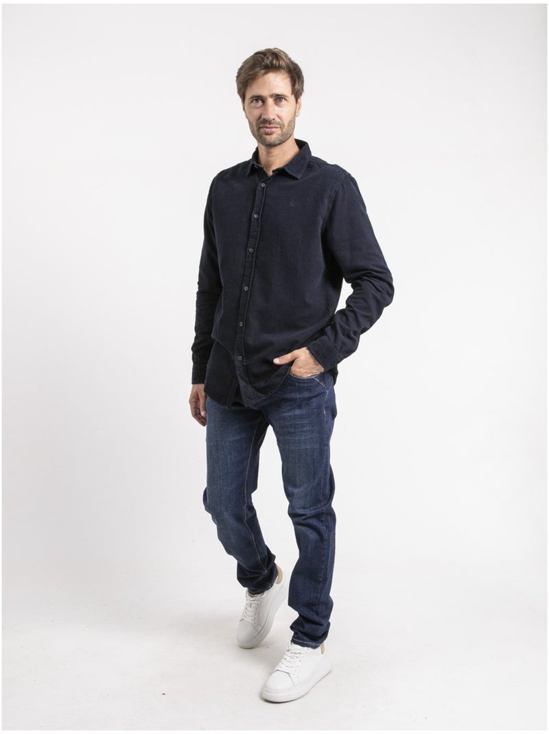 Camicia maniche lunghe velluto a coste TOROLD Blu marino - Kiabi