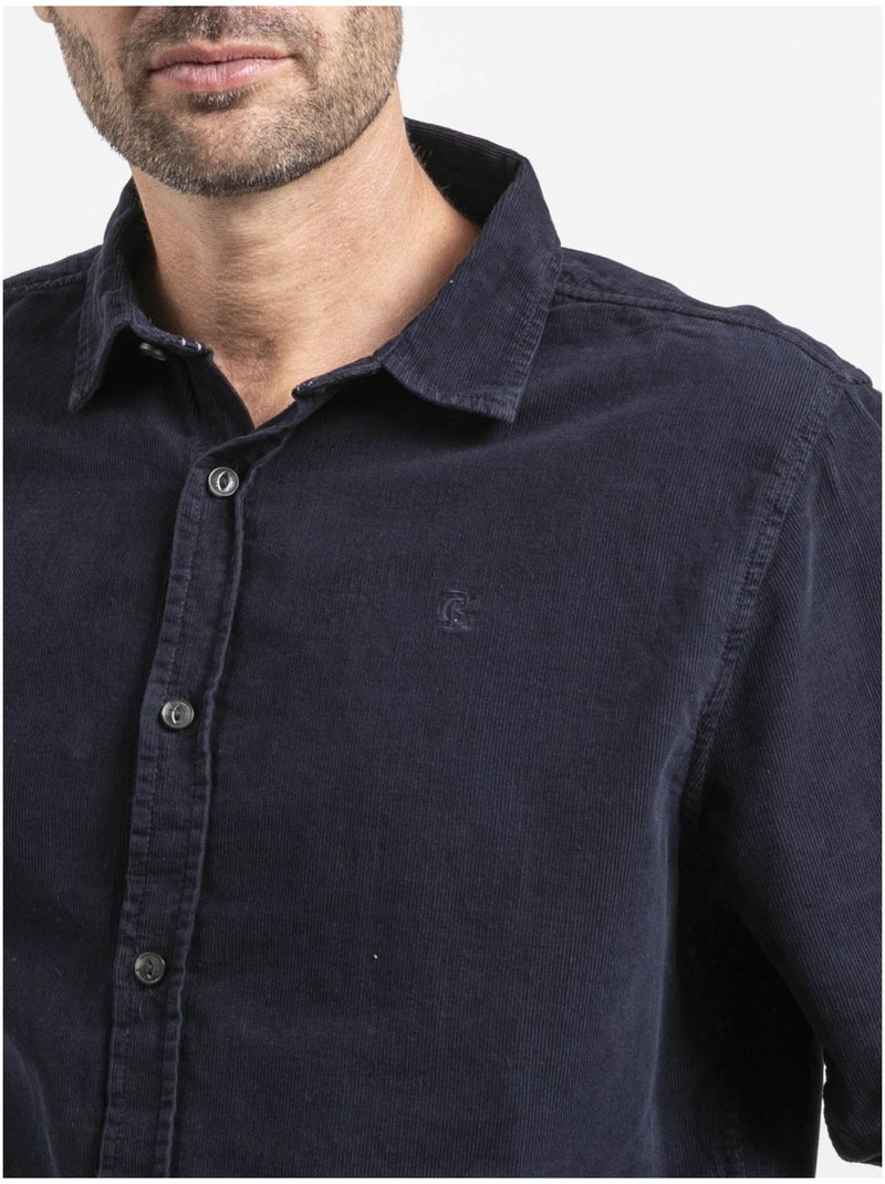Camicia maniche lunghe velluto a coste TOROLD Blu marino - Kiabi